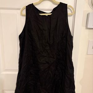 100% Linen Black Midi Tank Dress
